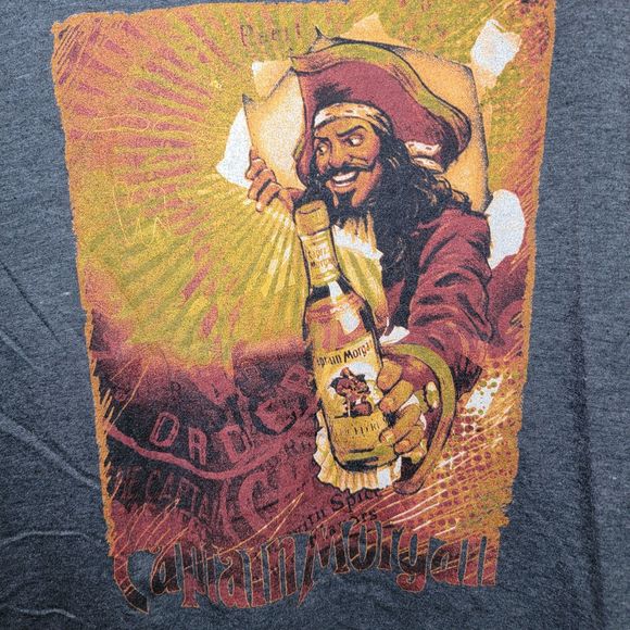 Captain Morgan Official Crew Gear Graphic Tee Dark Grey Short Sleeve - Size XL - Picture 1 of 4